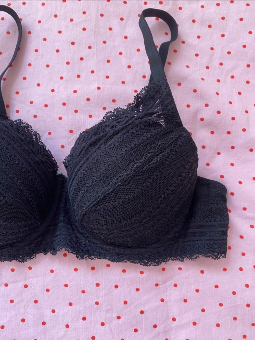 R Line Black Crochet Lace Underwire Bra 36B